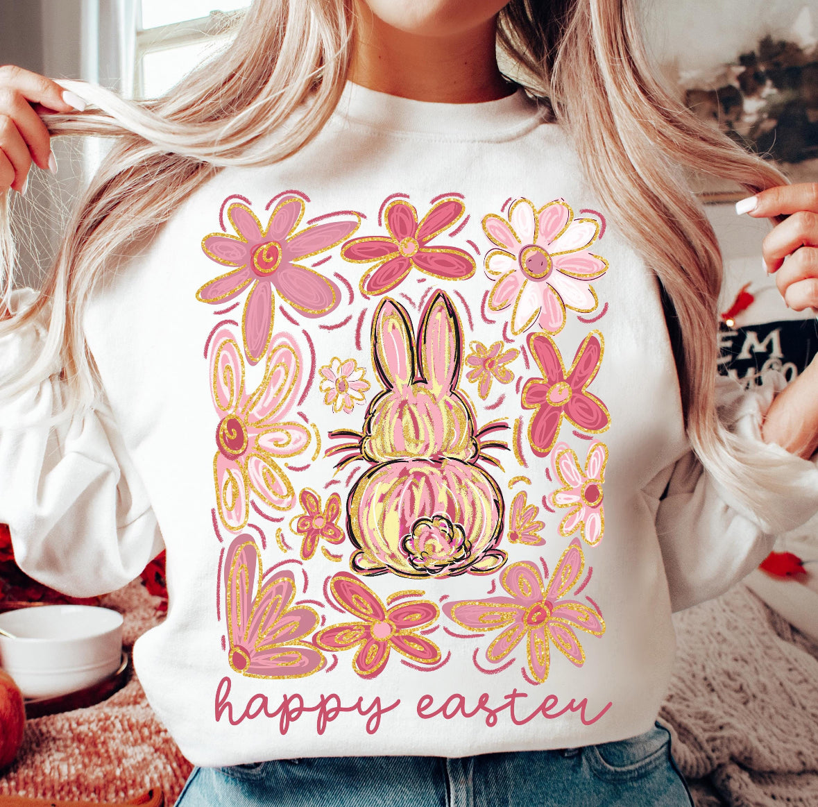 Happy Easter Flower Bunny
