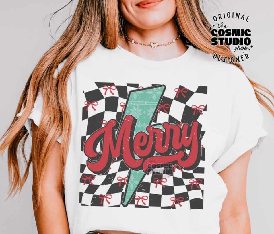 Retro Check Merry Christmas