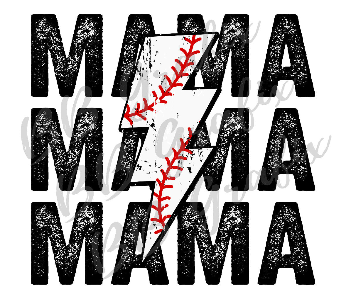 Mama Baseball Lightning Bolt