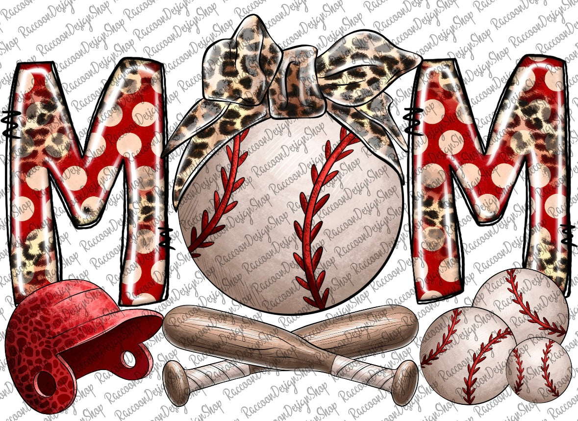 Mom Baseball Leopard