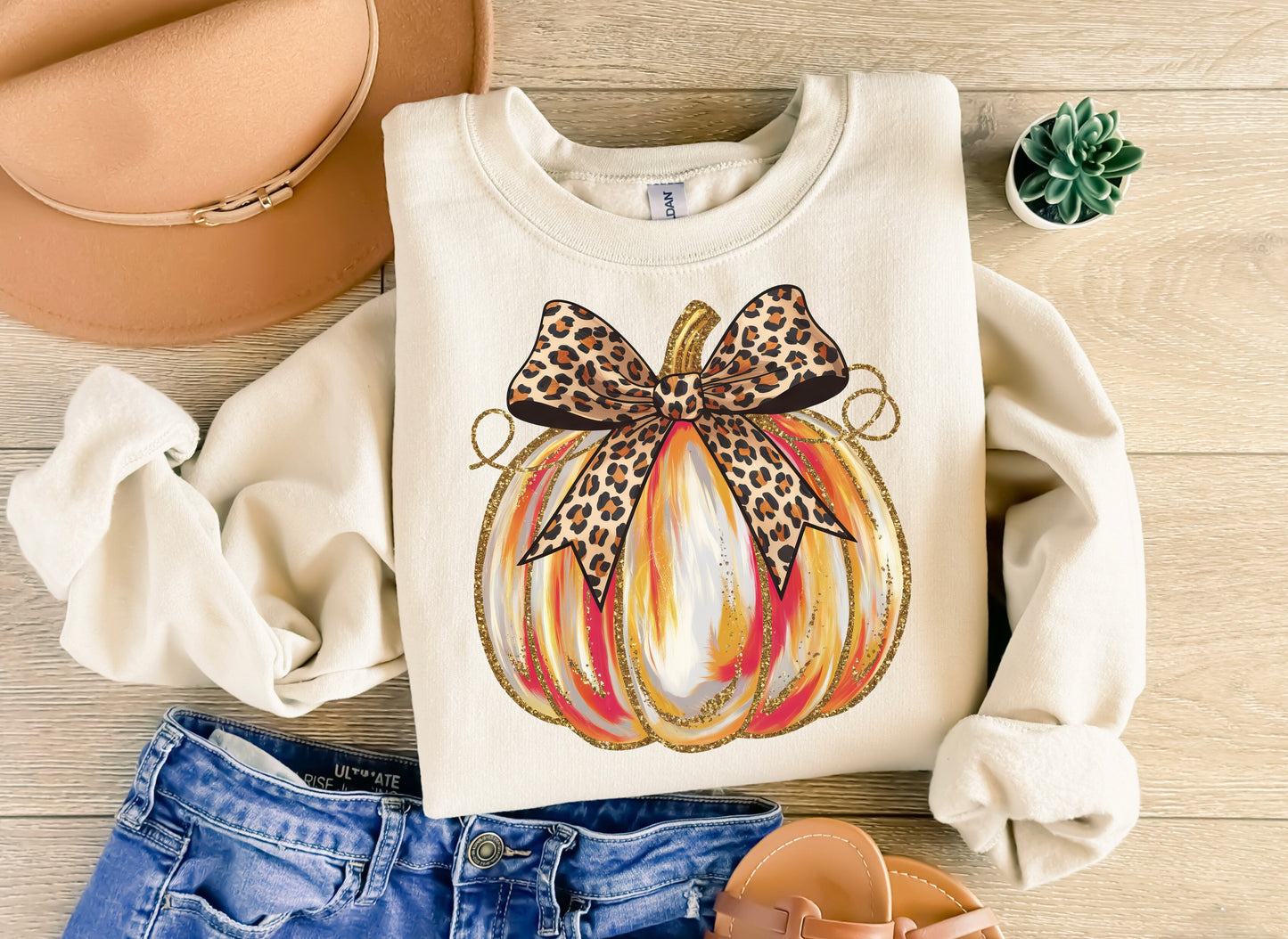 Pumpkin with Leopard Coquette Bow